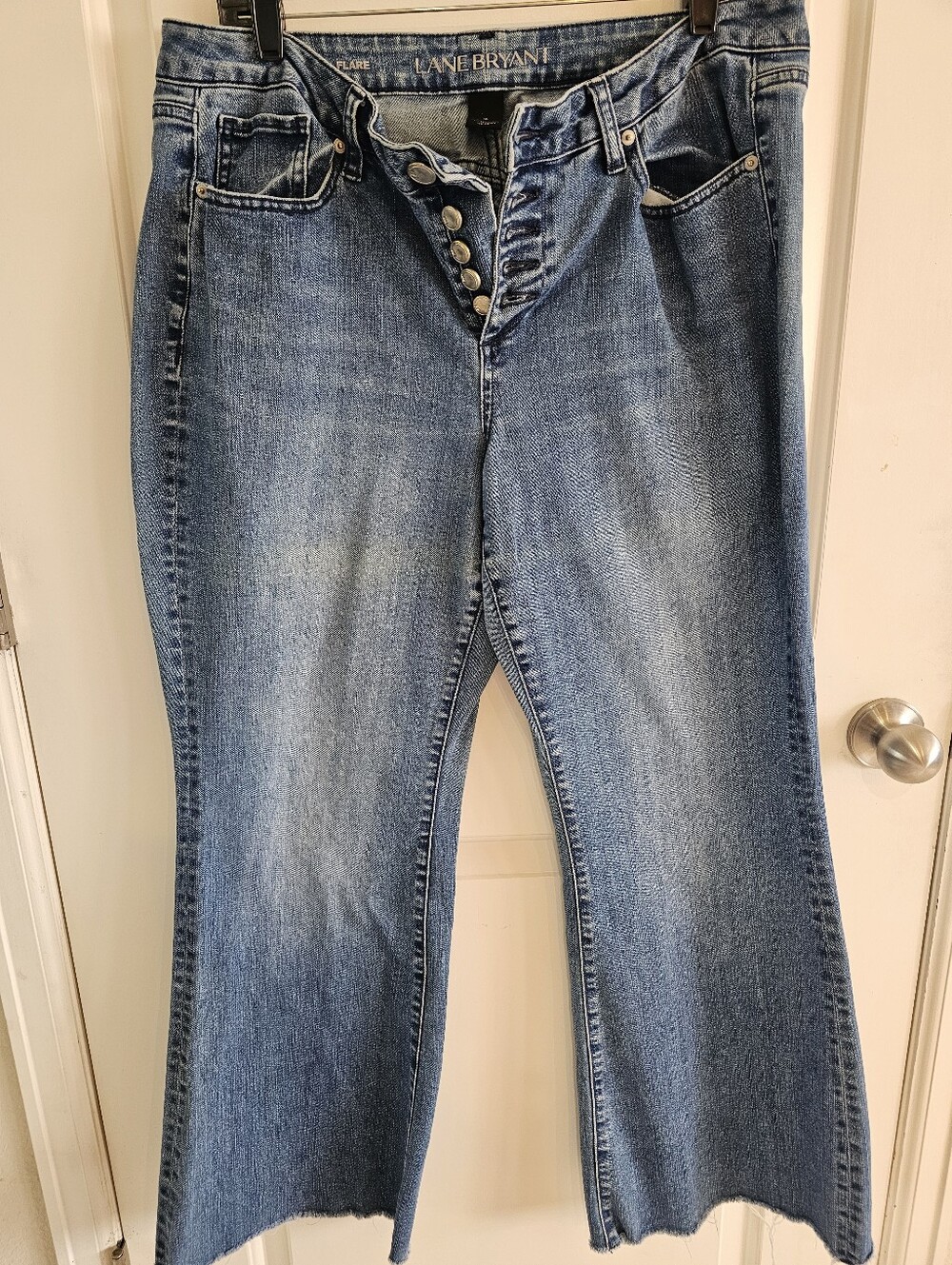 Lane Bryant Women’s Straight-Flare Jeans • Button Fly • Raw Hem